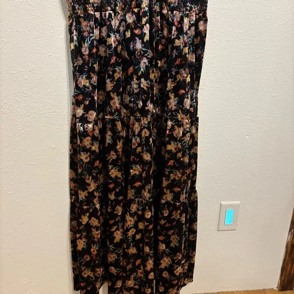 Natural life dress size L black floral velvet short sleeve chic - Picture 3 of 9